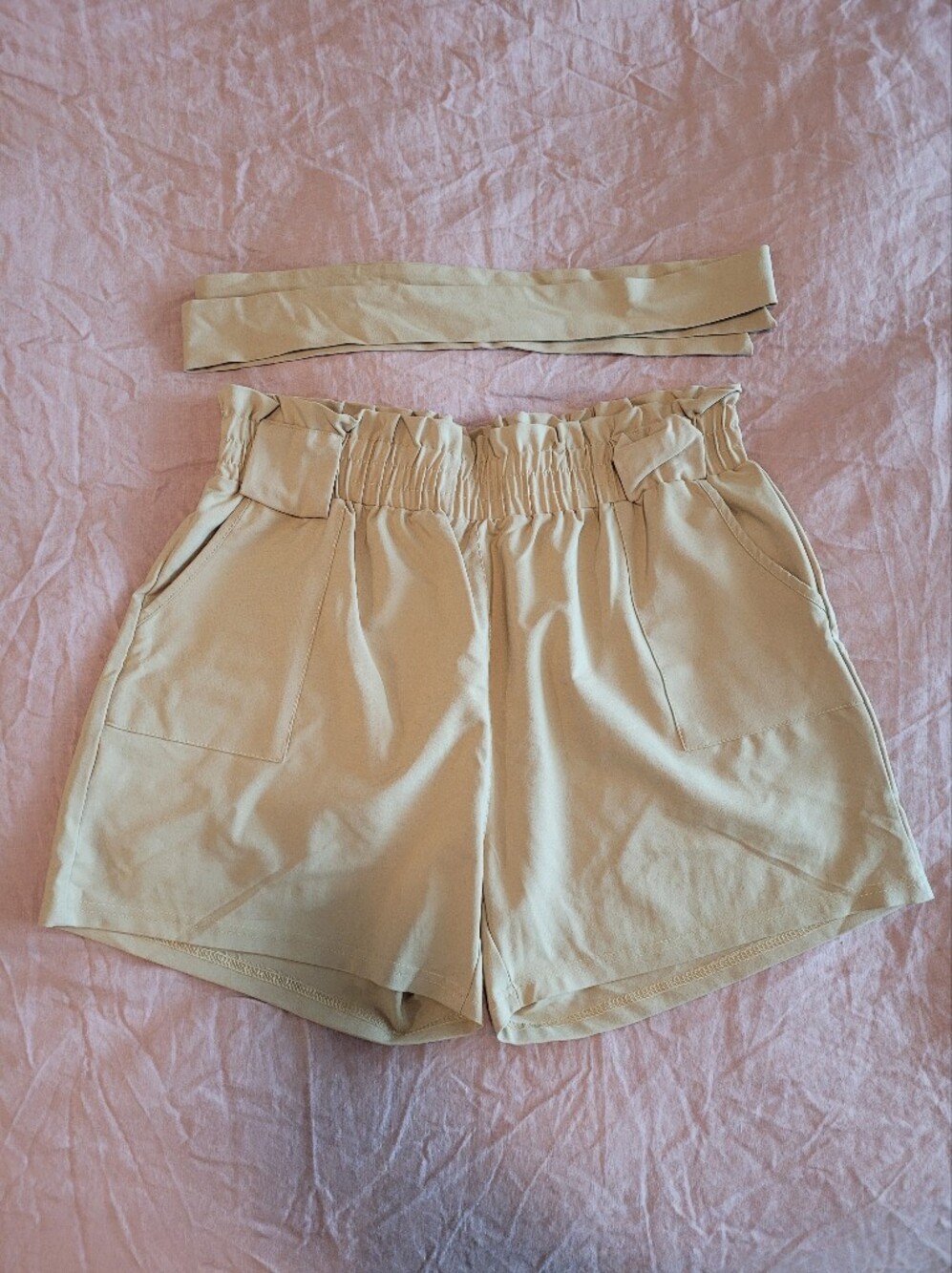 Women's Elastic Waist Tan Shorts